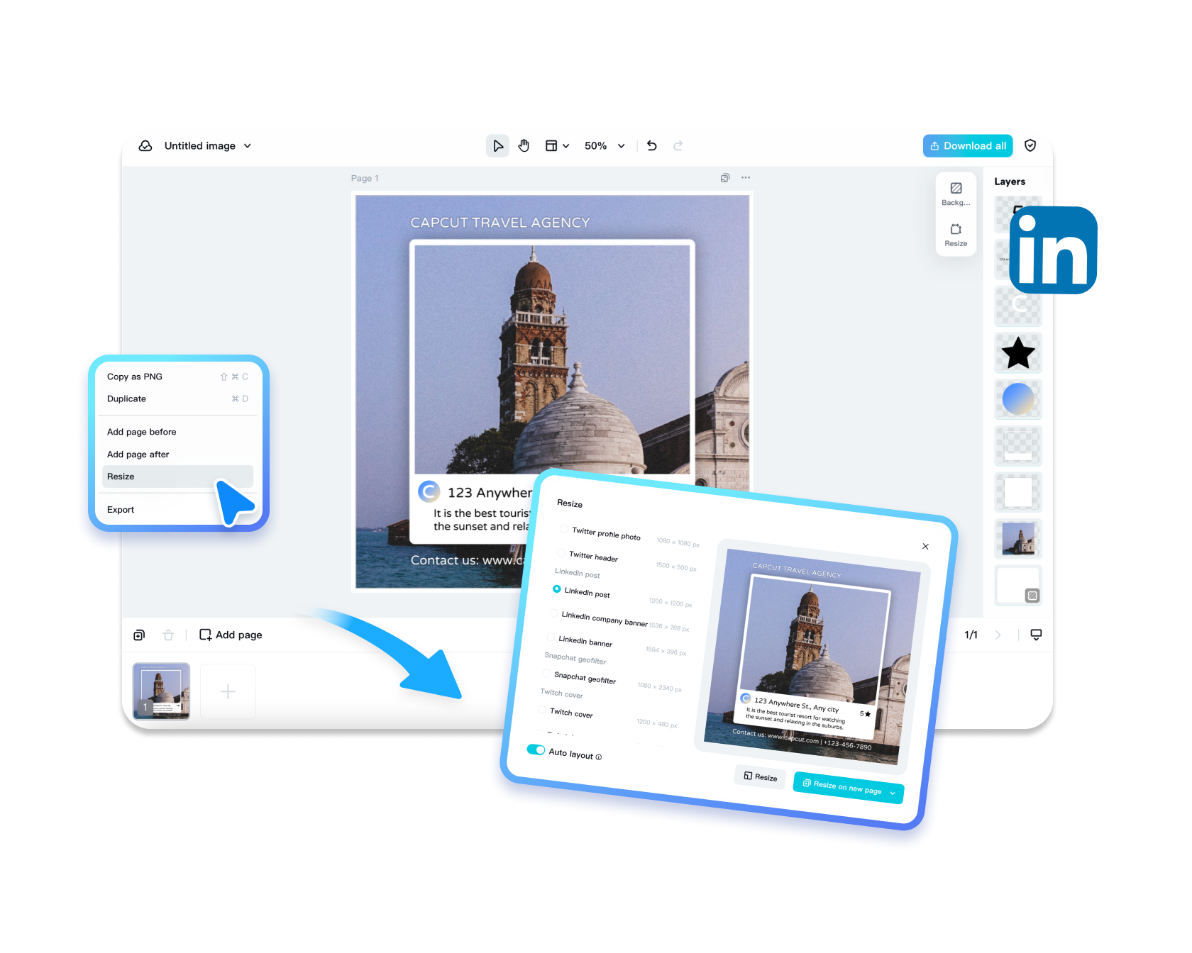 ridimensionamento immagini per linkedin